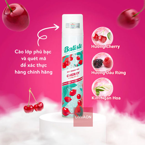 Dau goi khoi Batiste Dry Shampoo Cherry